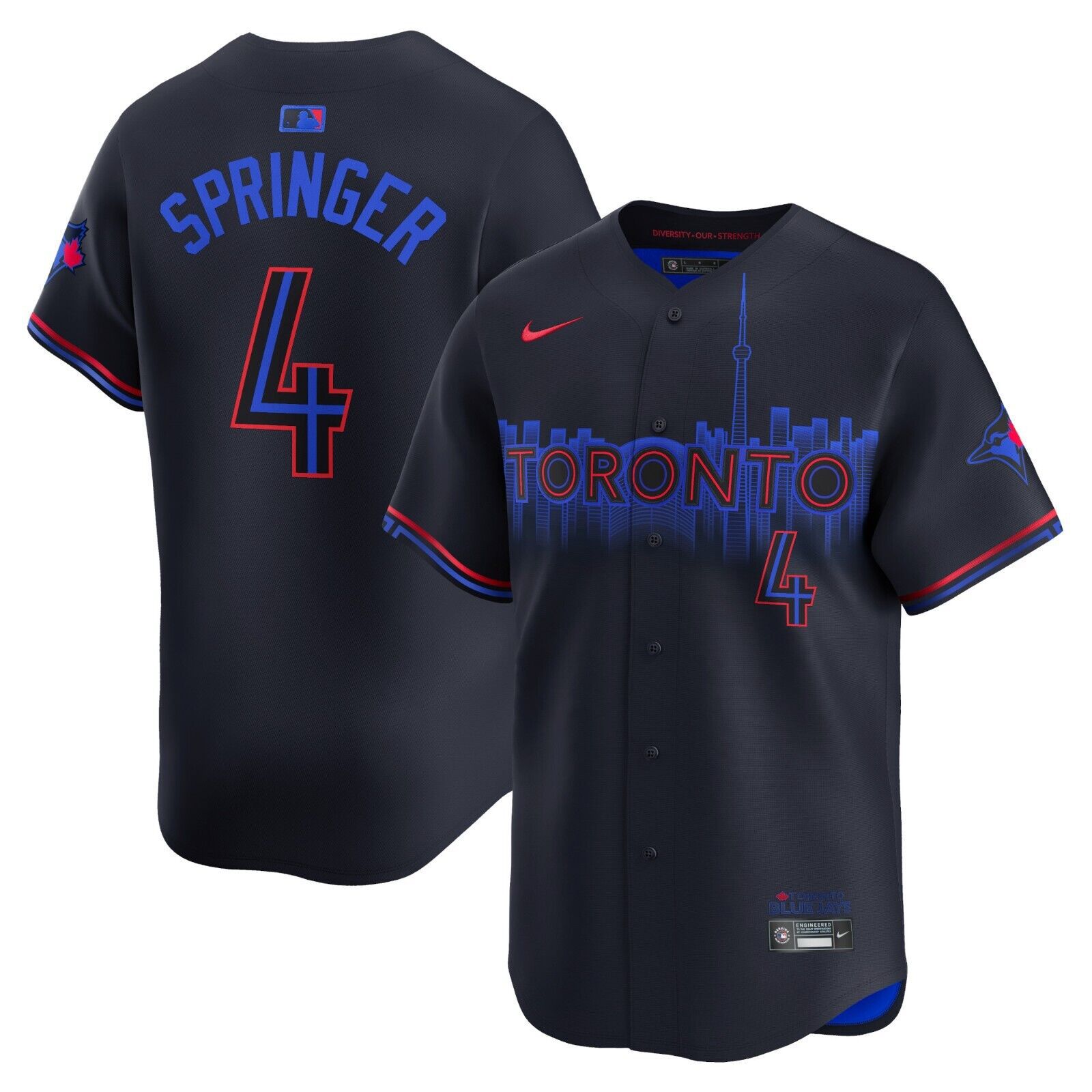 2024 Men Toronto Blue Jays #4 Springer City Connect Nike Dri-FIT MLB Limited black Jersey